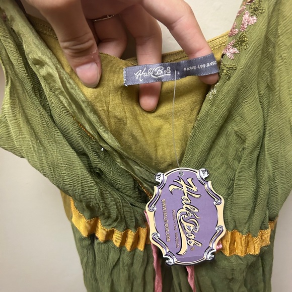 Hale Bob Olive and Mustard Camisole with Pink Bow - Picture 2 of 5